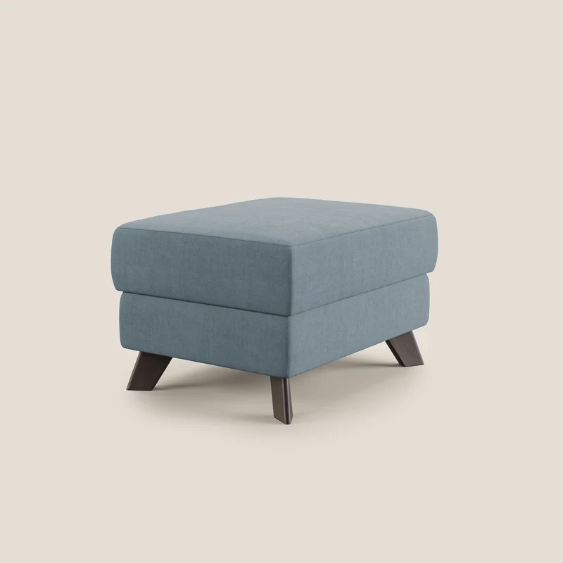 Moon Pouf coffre aux pieds hauts et tissu doux imperméable T02 sucre glace