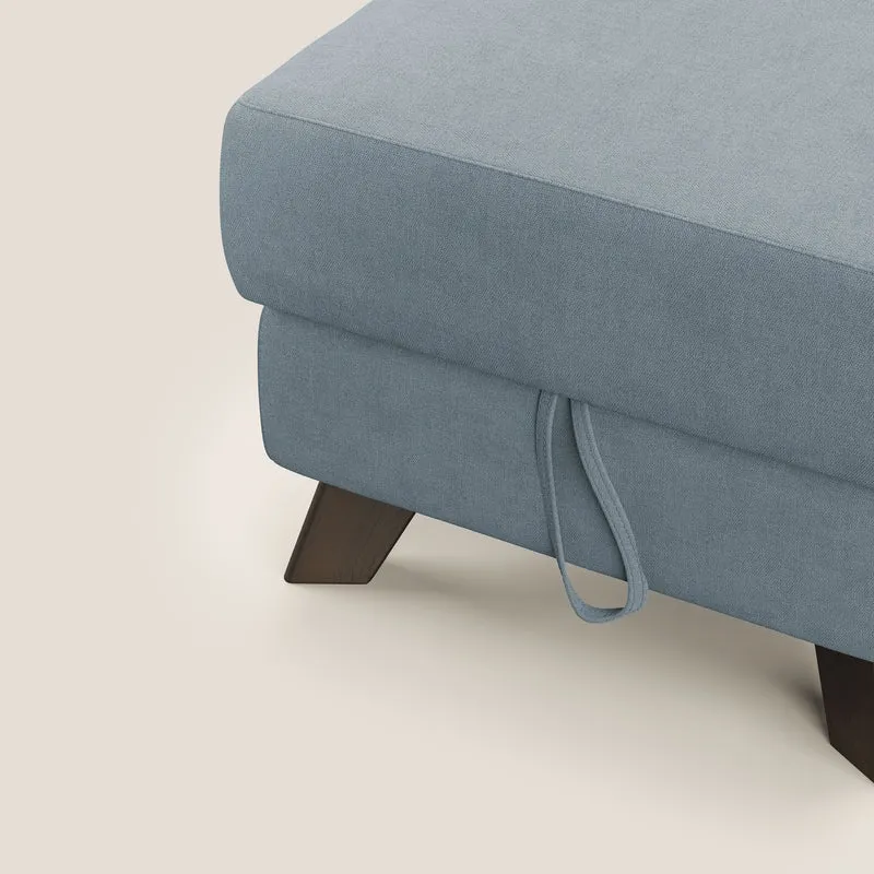 Moon Pouf coffre aux pieds hauts et tissu doux imperméable T02 sucre glace