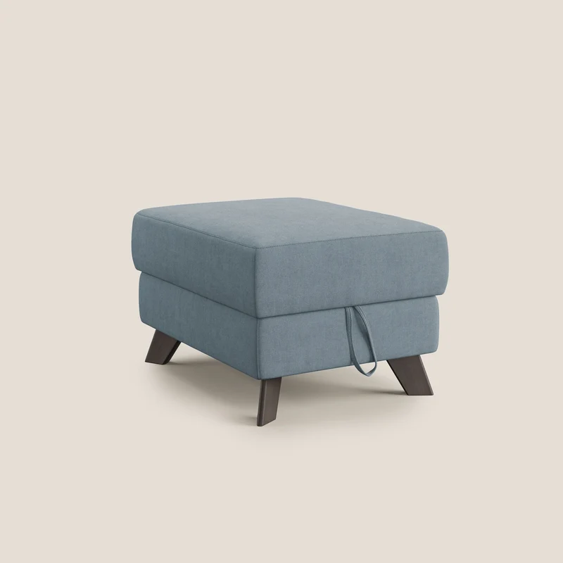 Moon Pouf coffre aux pieds hauts et tissu doux imperméable T02 sucre glace