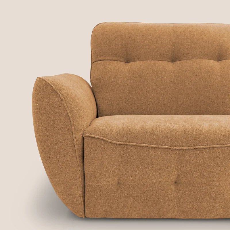 Cerbero canapé d'angle avec pouf terminal en bouclette douce imperméable T07 orange
