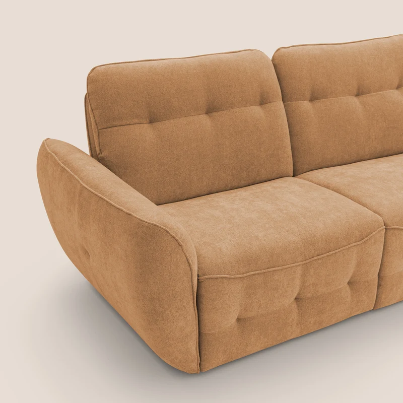 Cerbero canapé d'angle avec pouf terminal en bouclette douce imperméable T07 orange