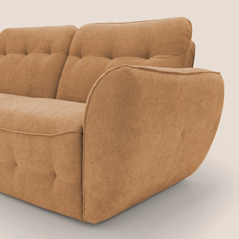 Cerbero canapé d'angle avec pouf terminal en bouclette douce imperméable T07 orange