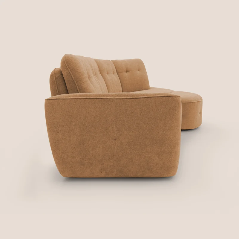 Cerbero canapé d'angle avec pouf terminal en bouclette douce imperméable T07 orange