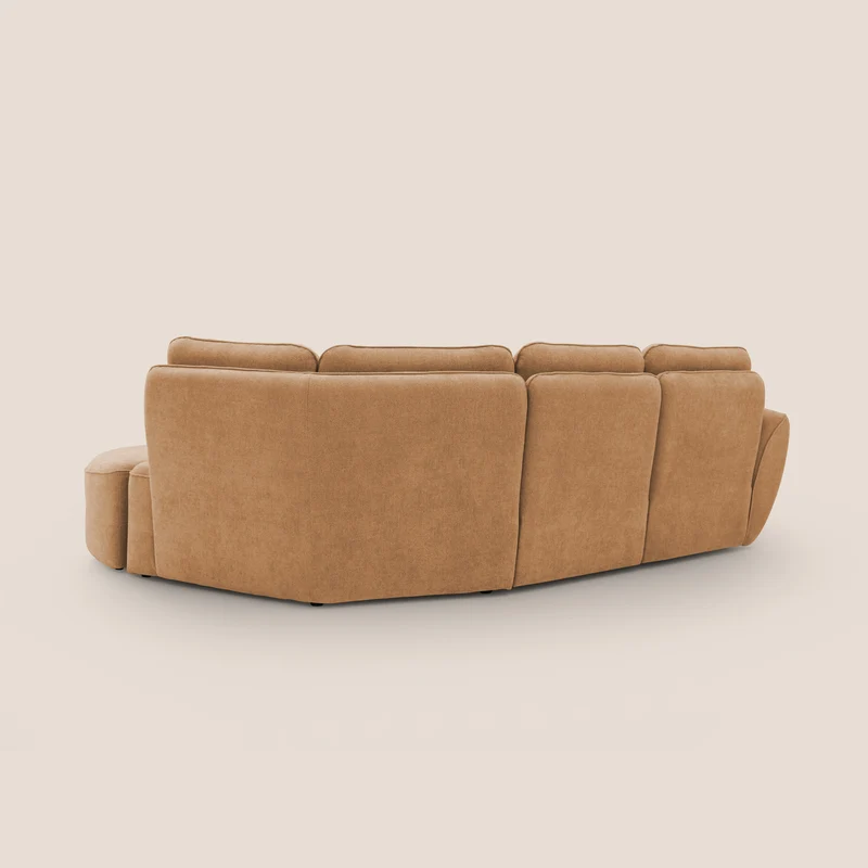 Cerbero canapé d'angle avec pouf terminal en bouclette douce imperméable T07 orange