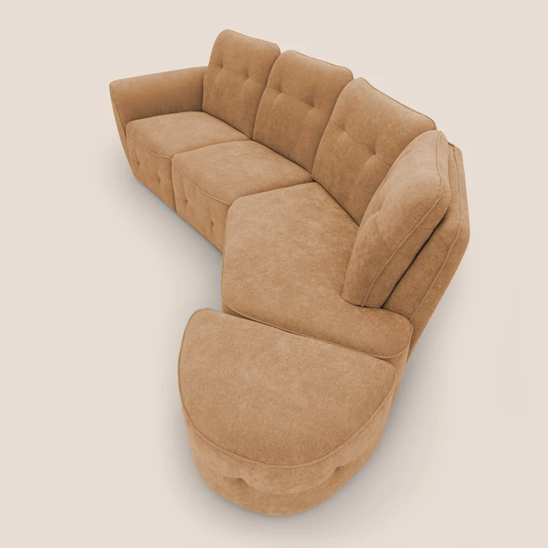 Cerbero canapé d'angle avec pouf terminal en bouclette douce imperméable T07 orange