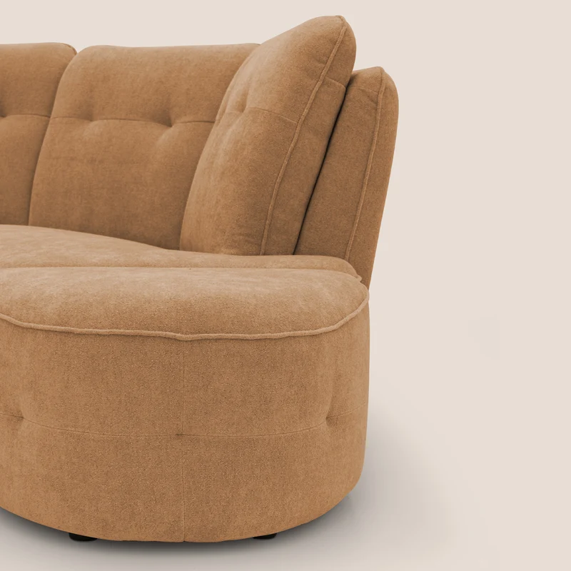 Cerbero canapé d'angle avec pouf terminal en bouclette douce imperméable T07 orange