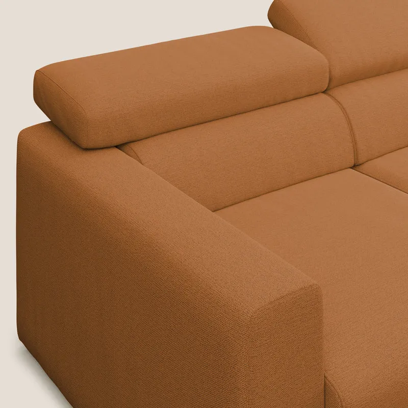 Dylan canapé avec pouf extractible à 3 assises en tissu flamme effet coton impermeabile T19 orange