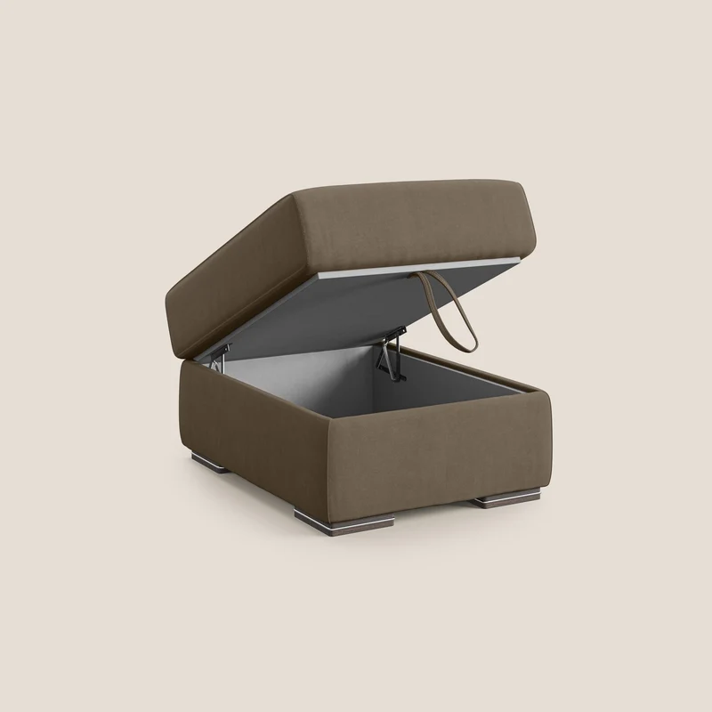 Sun pouf coffre en microfibre détachable T11 marron