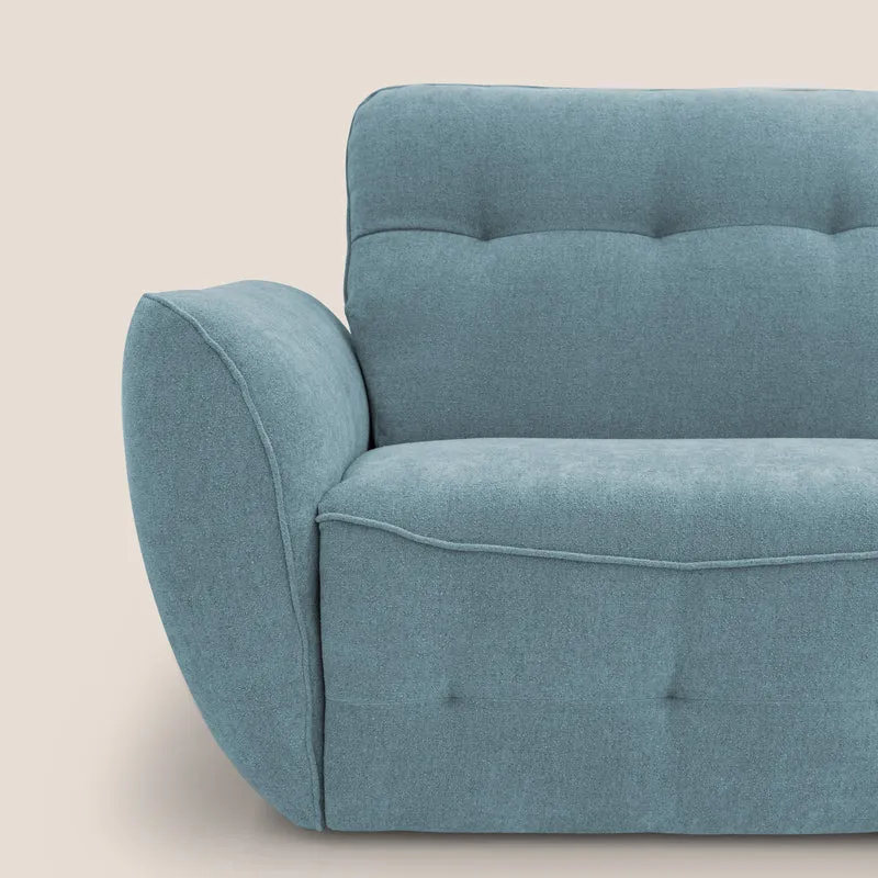 Cerbero canapé d'angle avec pouf terminal en bouclette douce imperméable T07 sucre glace