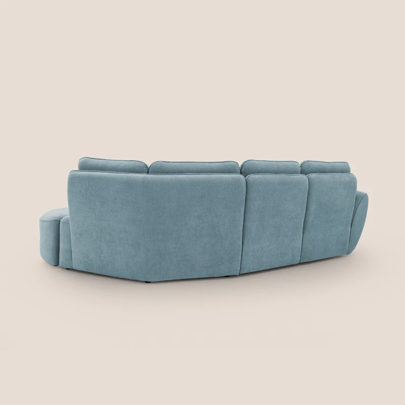 Cerbero canapé d'angle avec pouf terminal en bouclette douce imperméable T07 sucre glace
