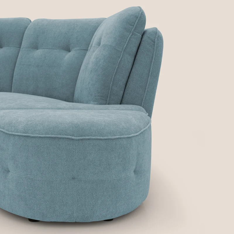 Cerbero canapé d'angle avec pouf terminal en bouclette douce imperméable T07 sucre glace