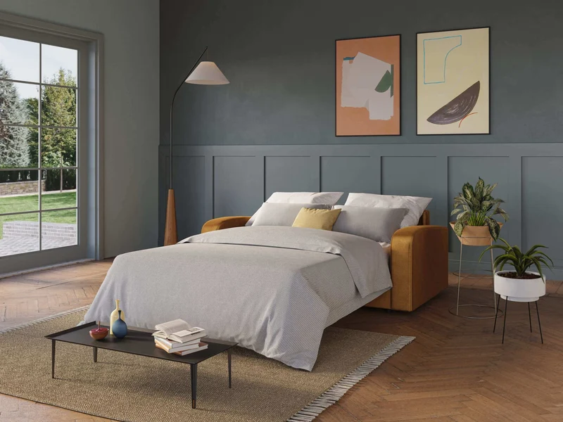 Lebron Canapé-lit double en velours doux T01 or