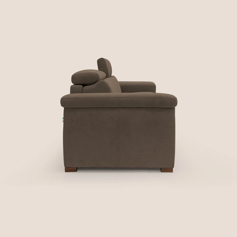 Giunone canapé convertible avec matelas de 18 cm et têtières inclinables en tissu imperméable T02 marron