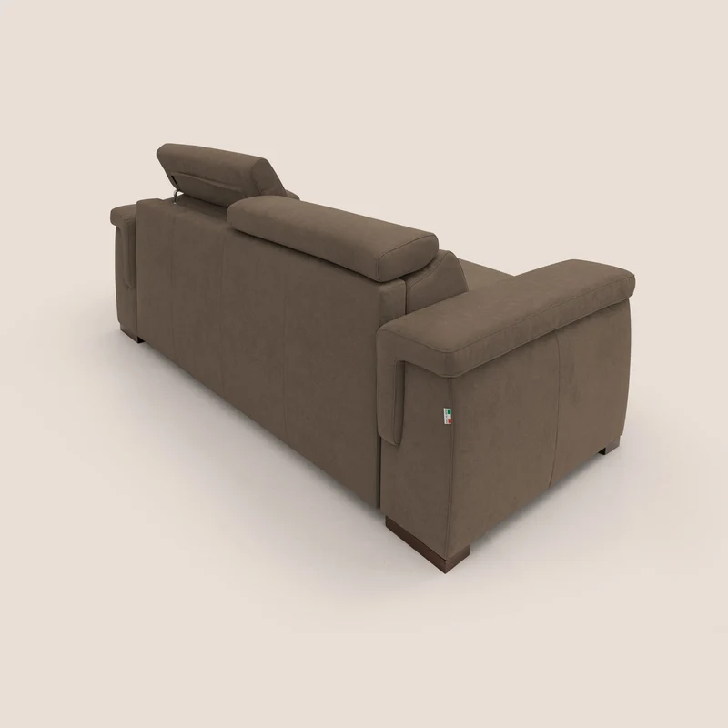 Giunone canapé convertible avec matelas de 18 cm et têtières inclinables en tissu imperméable T02 marron