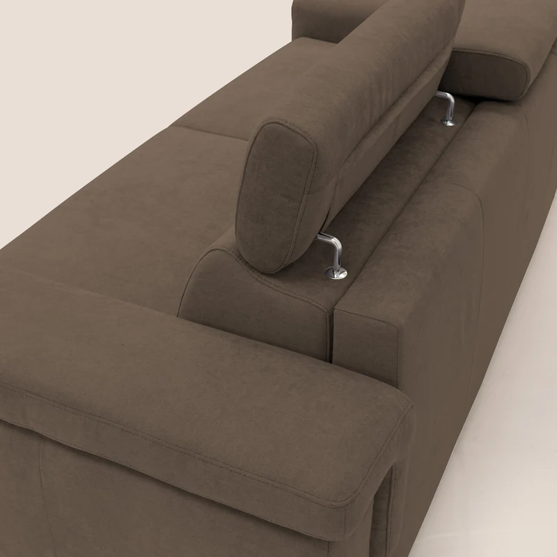 Giunone canapé convertible avec matelas de 18 cm et têtières inclinables en tissu imperméable T02 marron