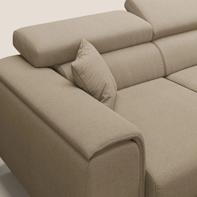 Fusion Canapé avec 3 assises coulissantes en tissu doux antitache T05 beige
