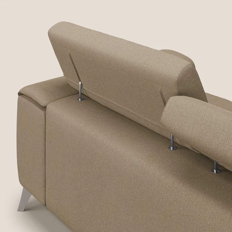 Fusion Canapé avec 3 assises coulissantes en tissu doux antitache T05 beige