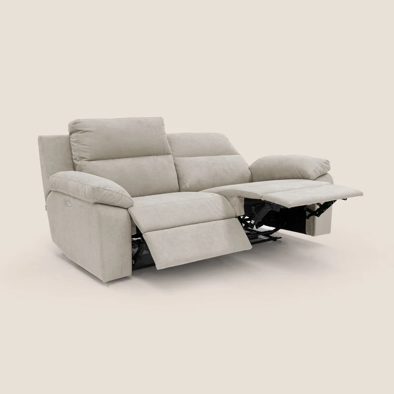 Romeo Canapé avec relax électrique en tissu doux imperméable T02 crème