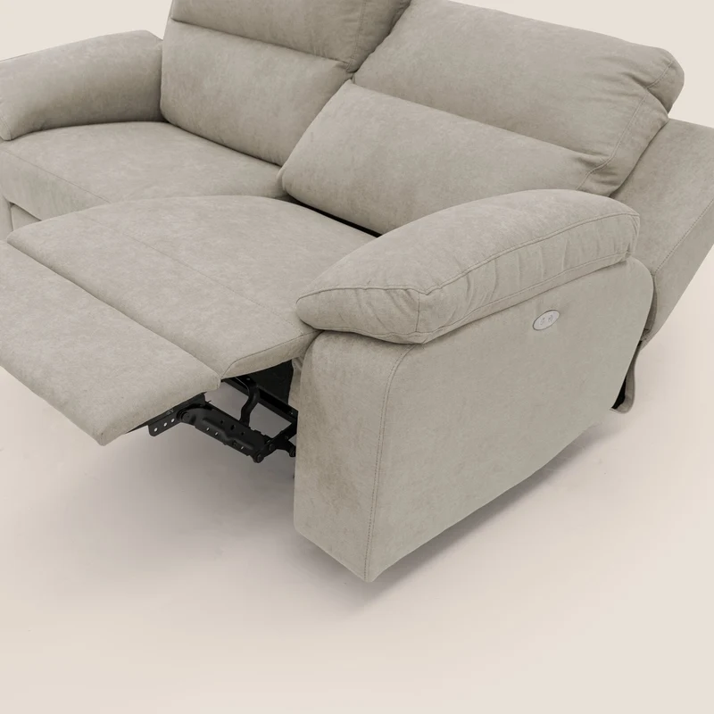 Romeo Canapé avec relax électrique en tissu doux imperméable T02 crème