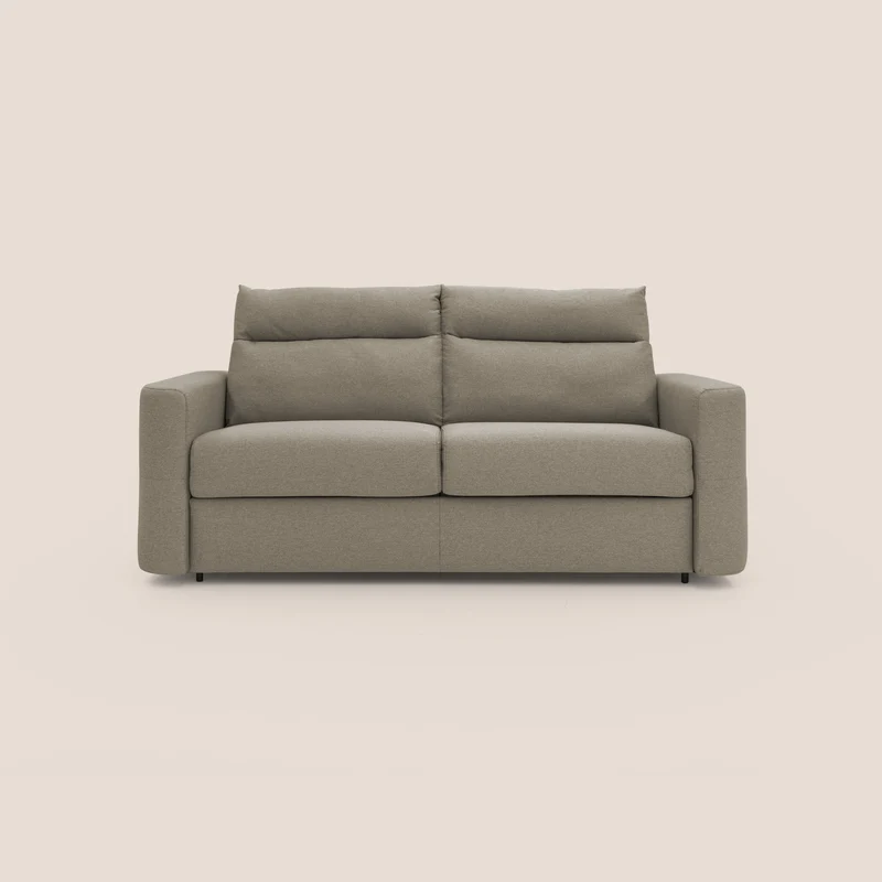 Cupido Canapé convertible matelas H18 cm au dossier haut moelleux en tissu imperméable T13 Taupe tortora
