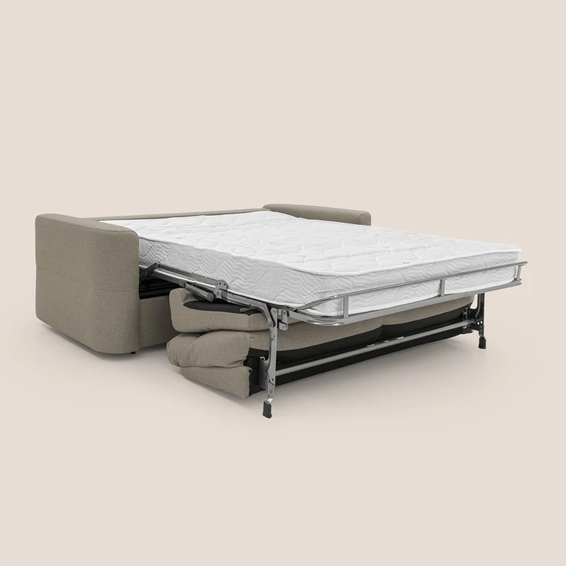 Cupido Canapé convertible matelas H18 cm au dossier haut moelleux en tissu imperméable T13 Taupe tortora