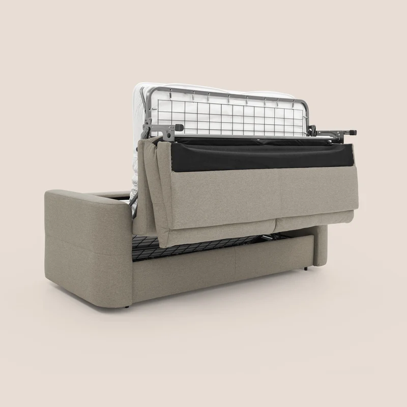 Cupido Canapé convertible matelas H18 cm au dossier haut moelleux en tissu imperméable T13 Taupe tortora