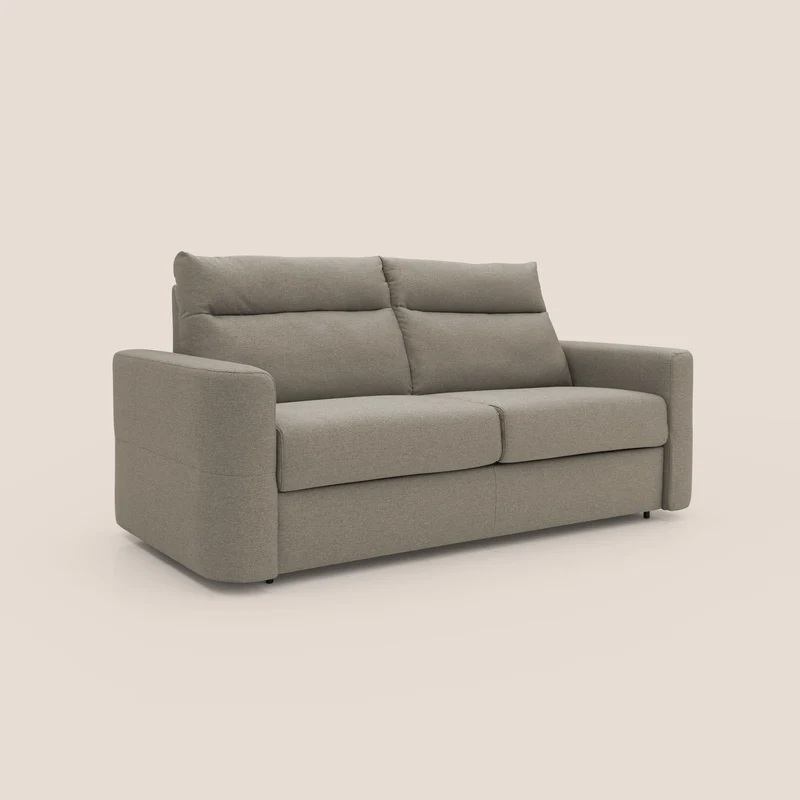 Cupido Canapé convertible matelas H18 cm au dossier haut moelleux en tissu imperméable T13 Taupe tortora