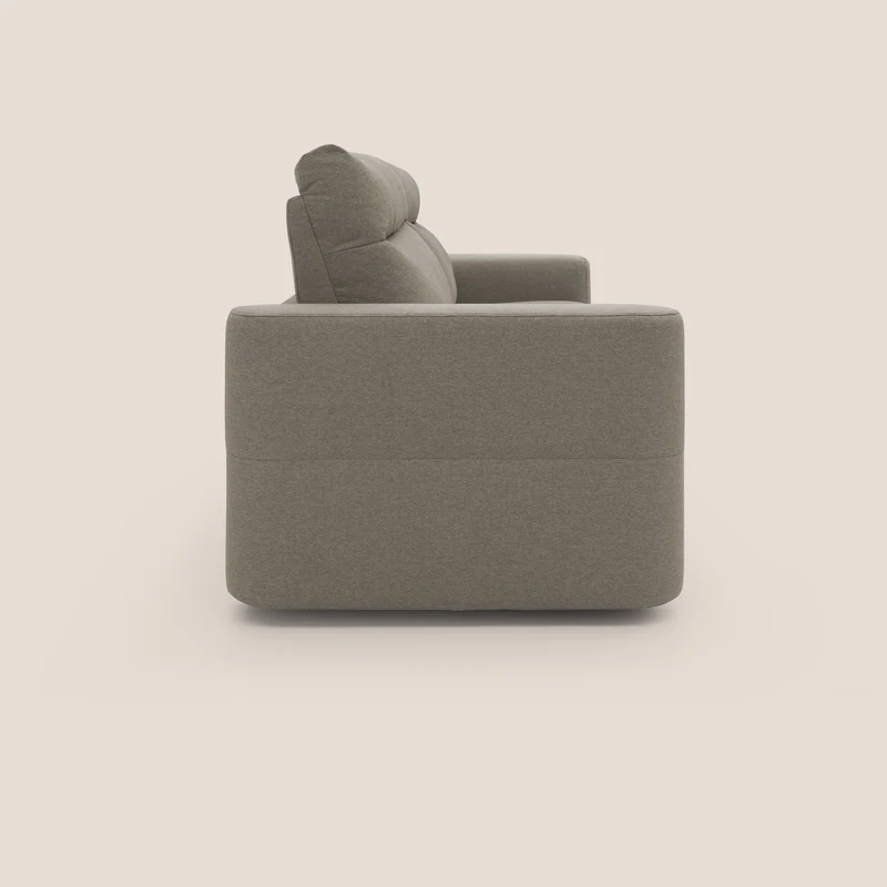Cupido Canapé convertible matelas H18 cm au dossier haut moelleux en tissu imperméable T13 Taupe tortora
