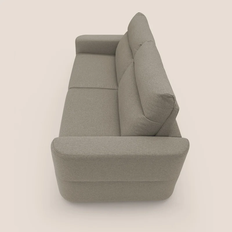 Cupido Canapé convertible matelas H18 cm au dossier haut moelleux en tissu imperméable T13 Taupe tortora