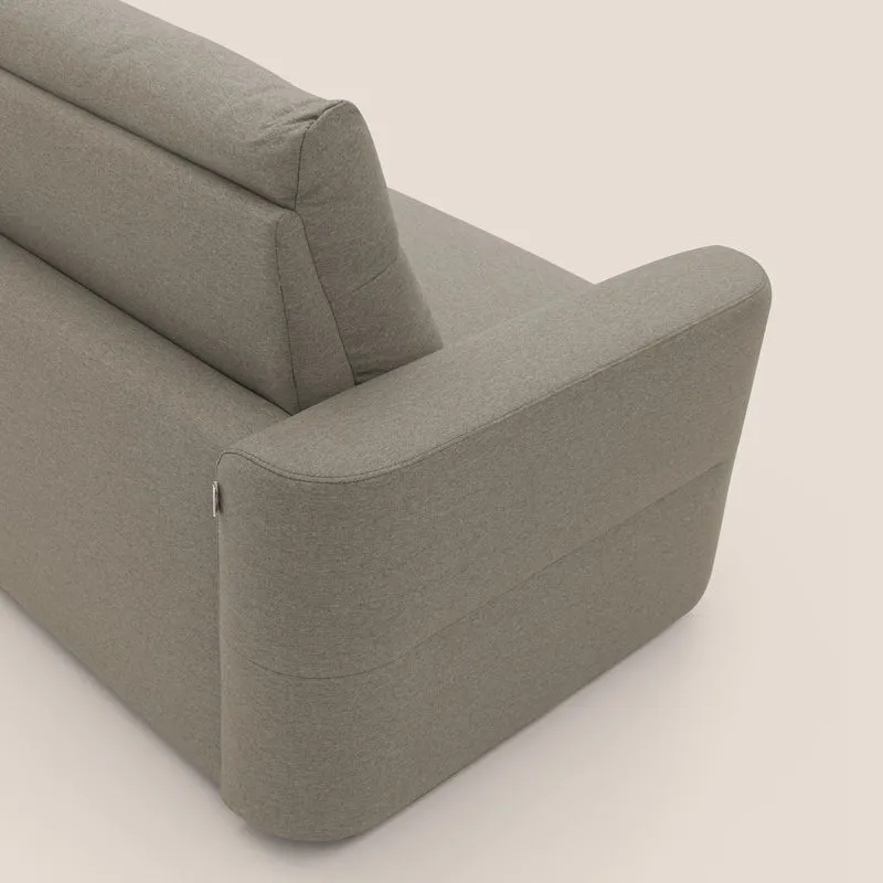 Cupido Canapé convertible matelas H18 cm au dossier haut moelleux en tissu imperméable T13 Taupe tortora