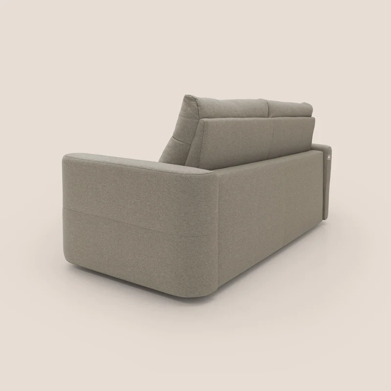Cupido Canapé convertible matelas H18 cm au dossier haut moelleux en tissu imperméable T13 Taupe tortora