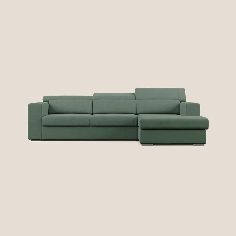 Vegas canapé d'angle avec têtières inclinables en microfibre imperméable T11 vert