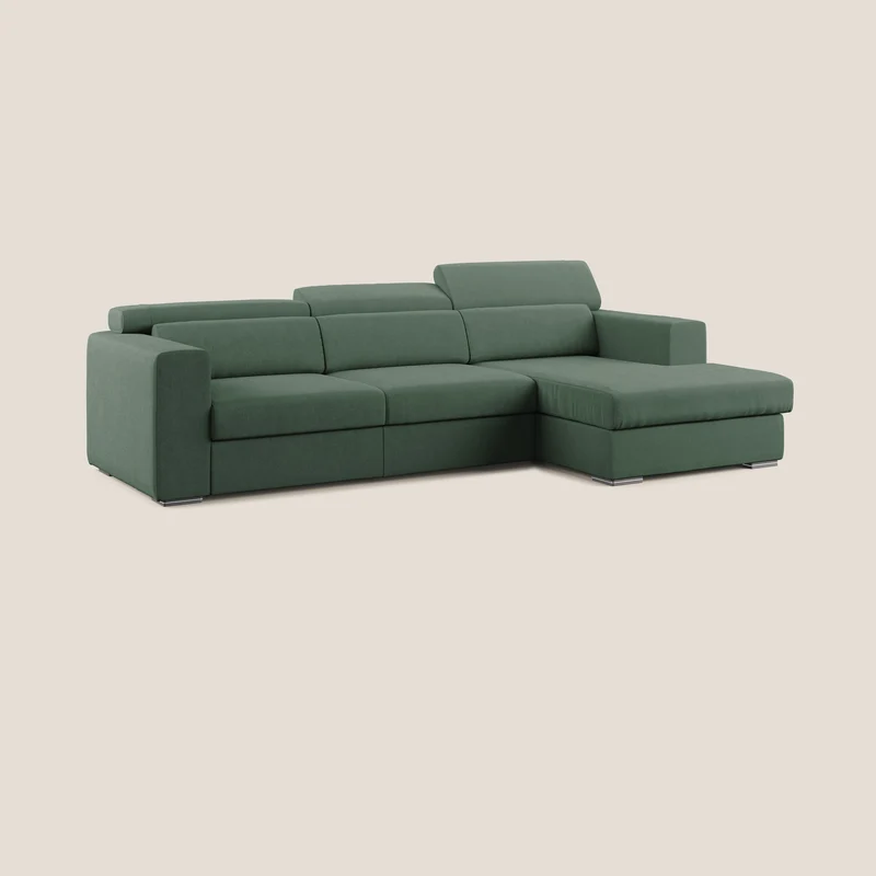 Vegas canapé d'angle avec têtières inclinables en microfibre imperméable T11 vert