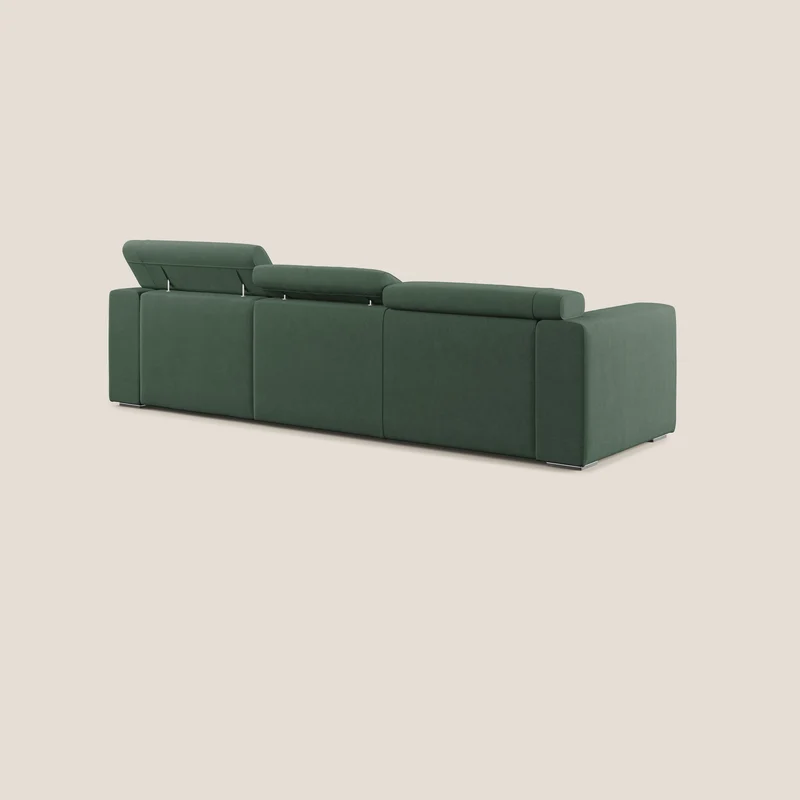 Vegas canapé d'angle avec têtières inclinables en microfibre imperméable T11 vert