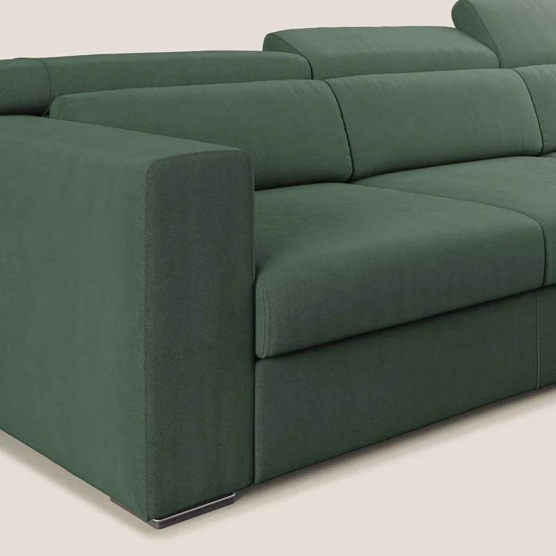 Vegas canapé d'angle avec têtières inclinables en microfibre imperméable T11 vert