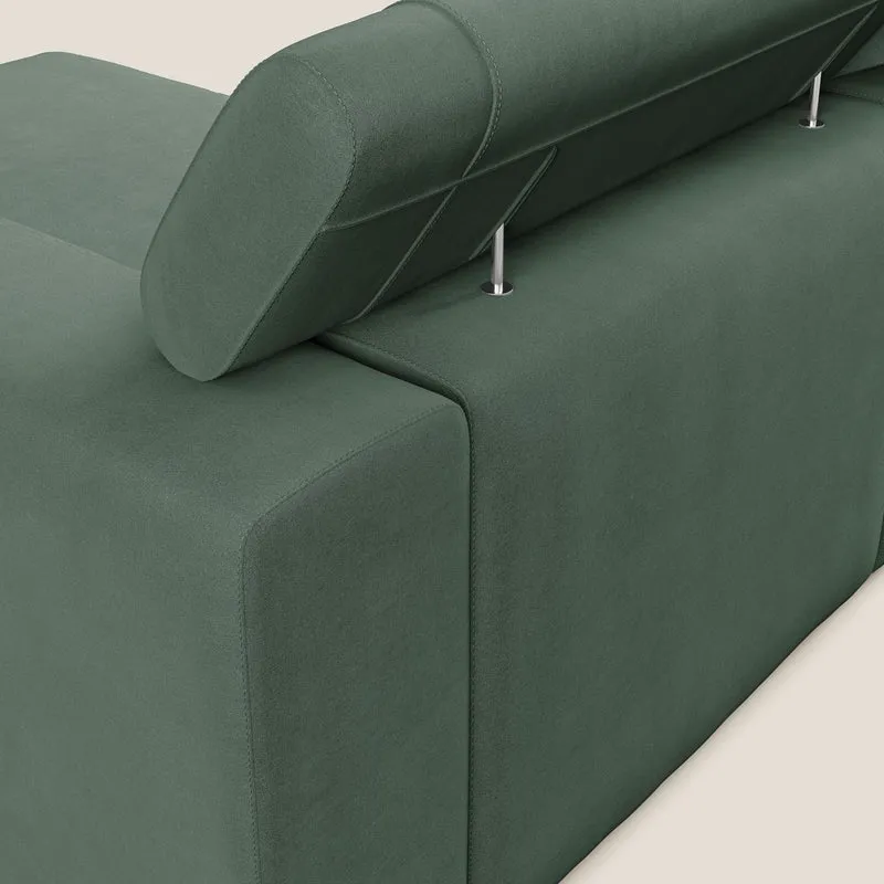 Vegas canapé d'angle avec têtières inclinables en microfibre imperméable T11 vert