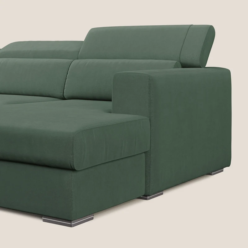 Vegas canapé d'angle avec têtières inclinables en microfibre imperméable T11 vert