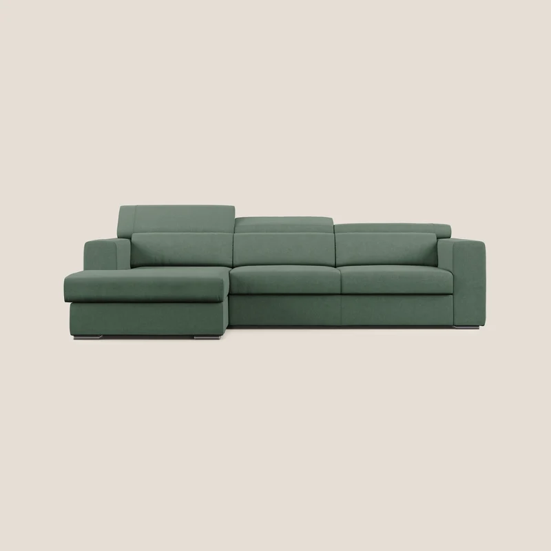 Vegas canapé d'angle avec têtières inclinables en microfibre imperméable T11 vert