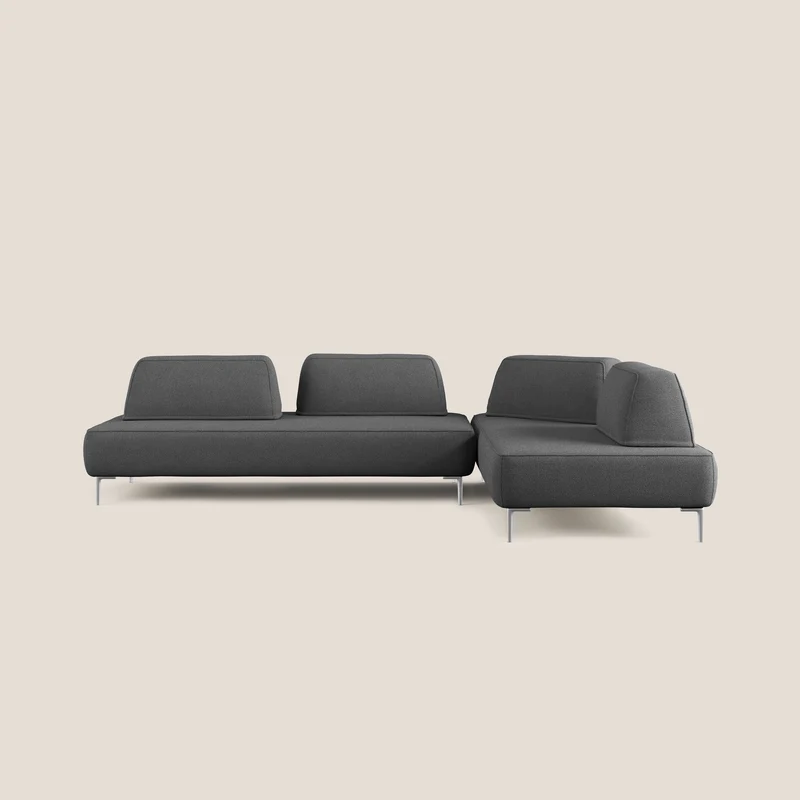 Newton canapé d'angle modulable avec dossiers amovibles en T07 anthracite