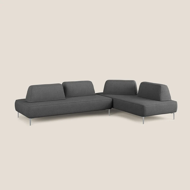 Newton canapé d'angle modulable avec dossiers amovibles en T07 anthracite