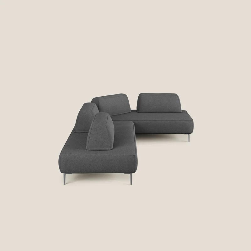 Newton canapé d'angle modulable avec dossiers amovibles en T07 anthracite