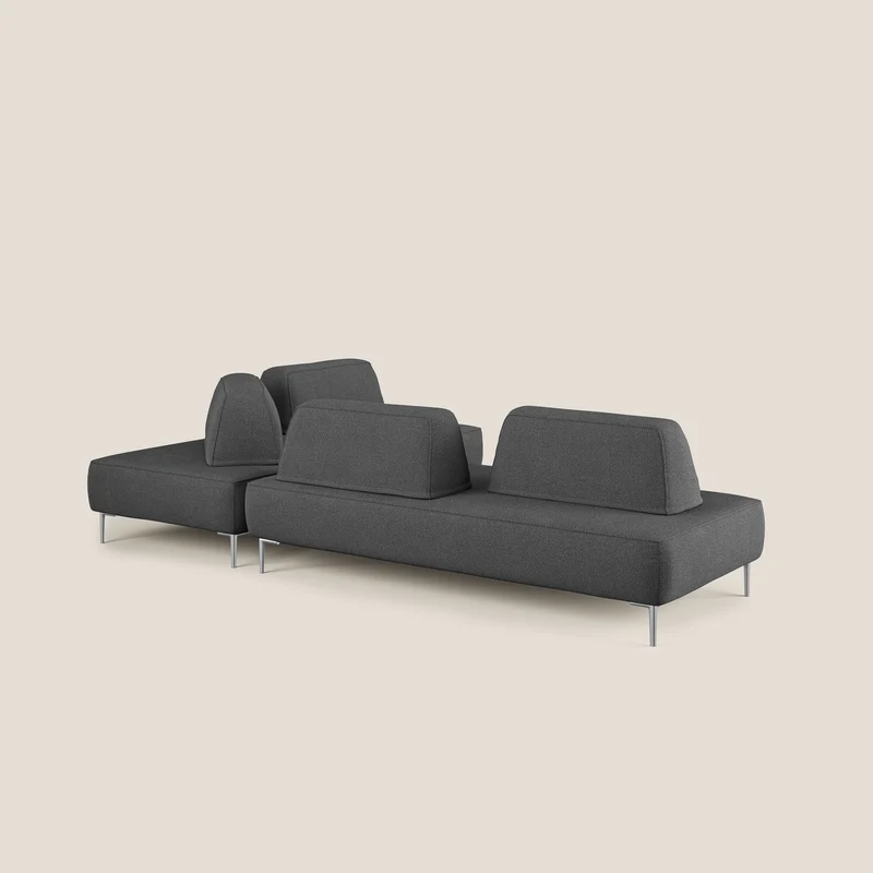 Newton canapé d'angle modulable avec dossiers amovibles en T07 anthracite