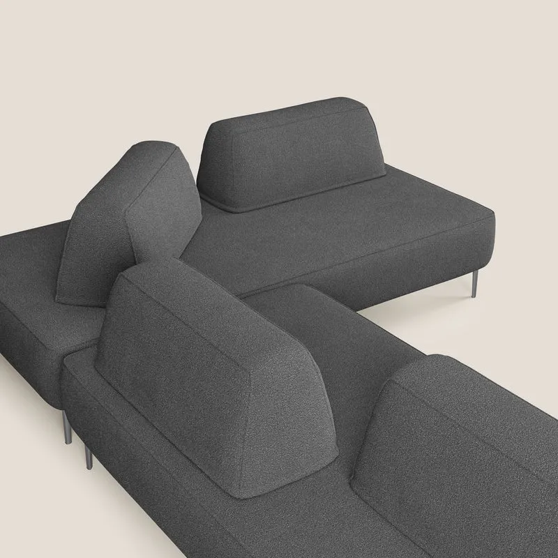 Newton canapé d'angle modulable avec dossiers amovibles en T07 anthracite