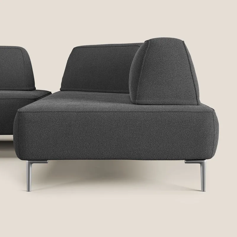 Newton canapé d'angle modulable avec dossiers amovibles en T07 anthracite