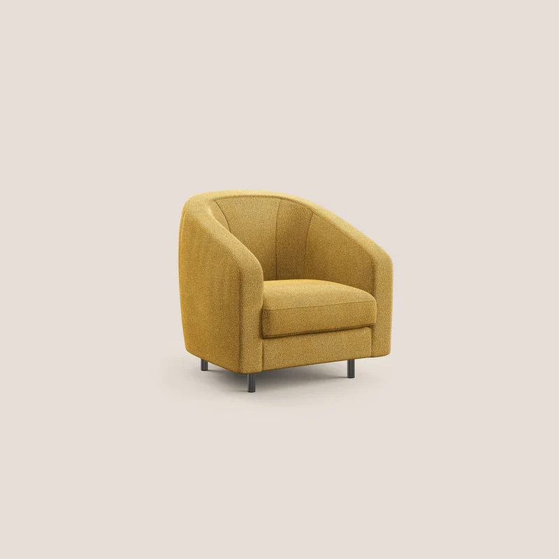 Pandora Fauteuil en tissu bouclé doux et imperméable T07 jaune