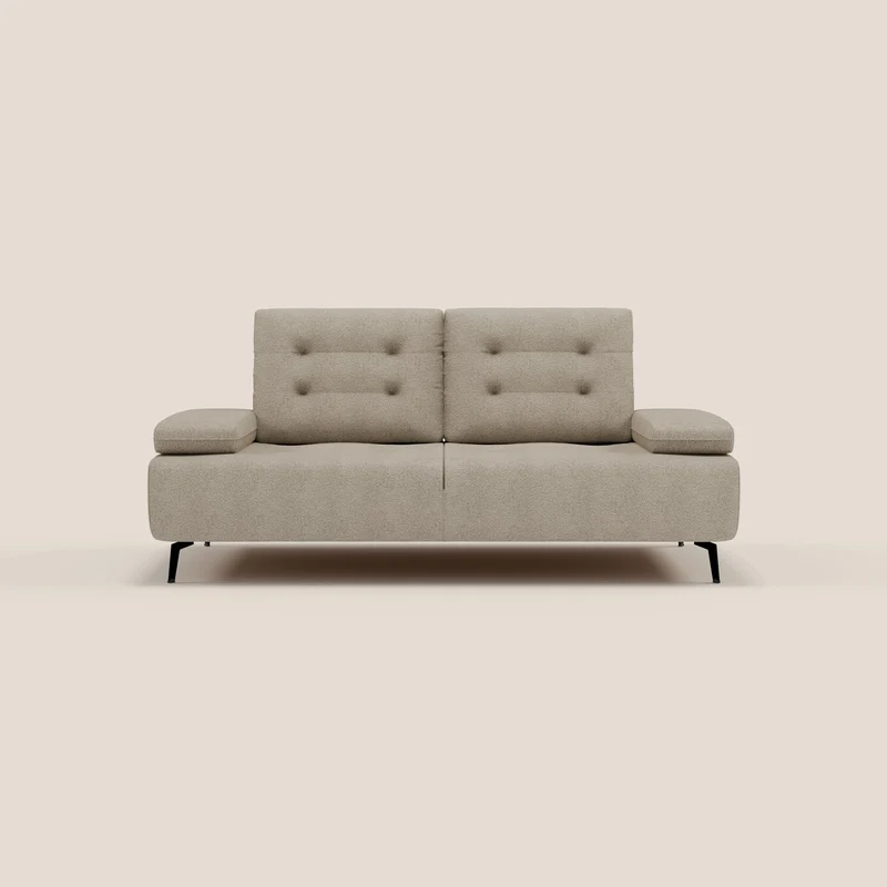 Lugano Canapé 3 places avec dossiers coulissants et accoudoirs réglables en bouclette douce et imperméable T07 beige