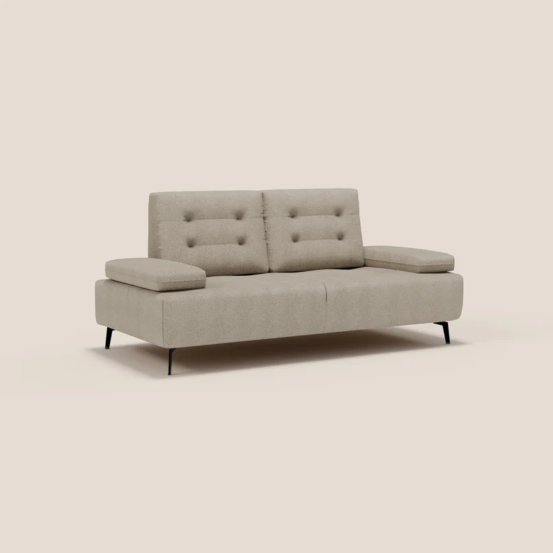 Lugano Canapé 3 places avec dossiers coulissants et accoudoirs réglables en bouclette douce et imperméable T07 beige
