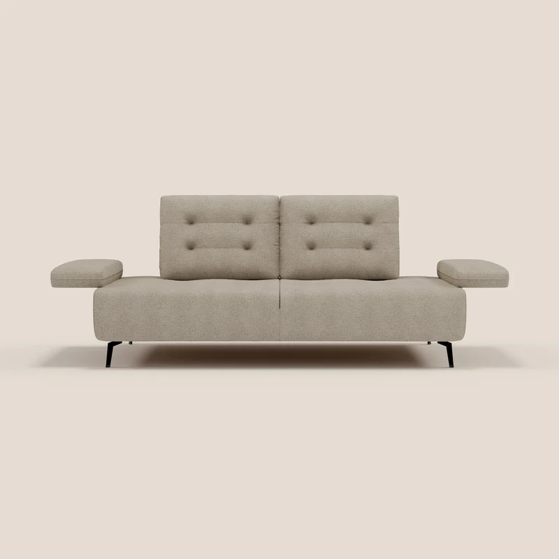 Lugano Canapé 3 places avec dossiers coulissants et accoudoirs réglables en bouclette douce et imperméable T07 beige