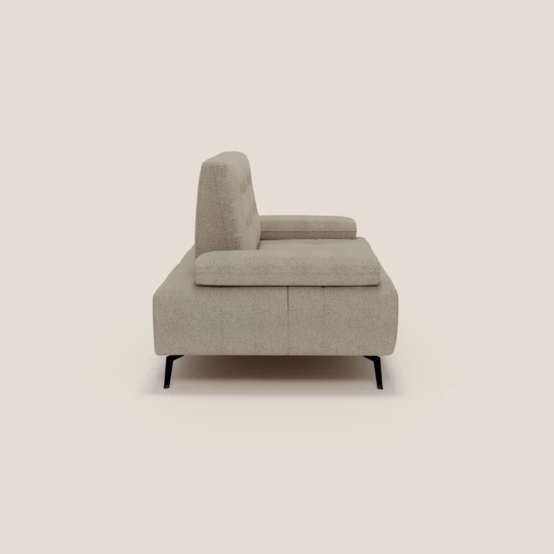 Lugano Canapé 3 places avec dossiers coulissants et accoudoirs réglables en bouclette douce et imperméable T07 beige