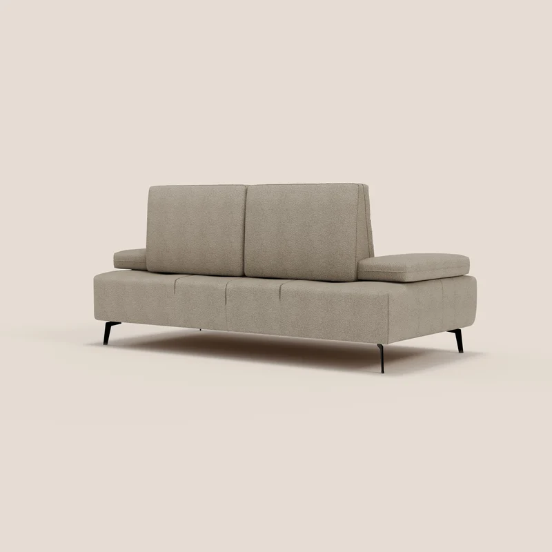 Lugano Canapé 3 places avec dossiers coulissants et accoudoirs réglables en bouclette douce et imperméable T07 beige
